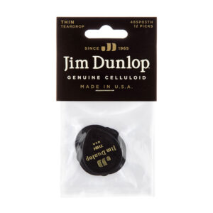 Dunlop Celluloid Tear Drop Black Thin - Player Pack