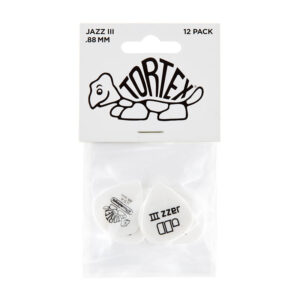 Dunlop Tortex Jazz III White 0.88mm Guitar Plectrums - Player Pack