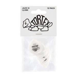 Dunlop Tortex Jazz III White 1.00mm Guitar Plectrums - Player Pack