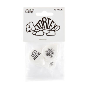 Dunlop Tortex Jazz III White 1.14mm Guitar Plectrums - Player Pack