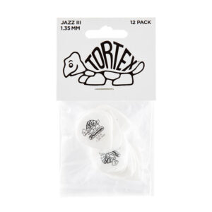 Dunlop Tortex Jazz III White 1.35mm Guitar Plectrums - Player Pack